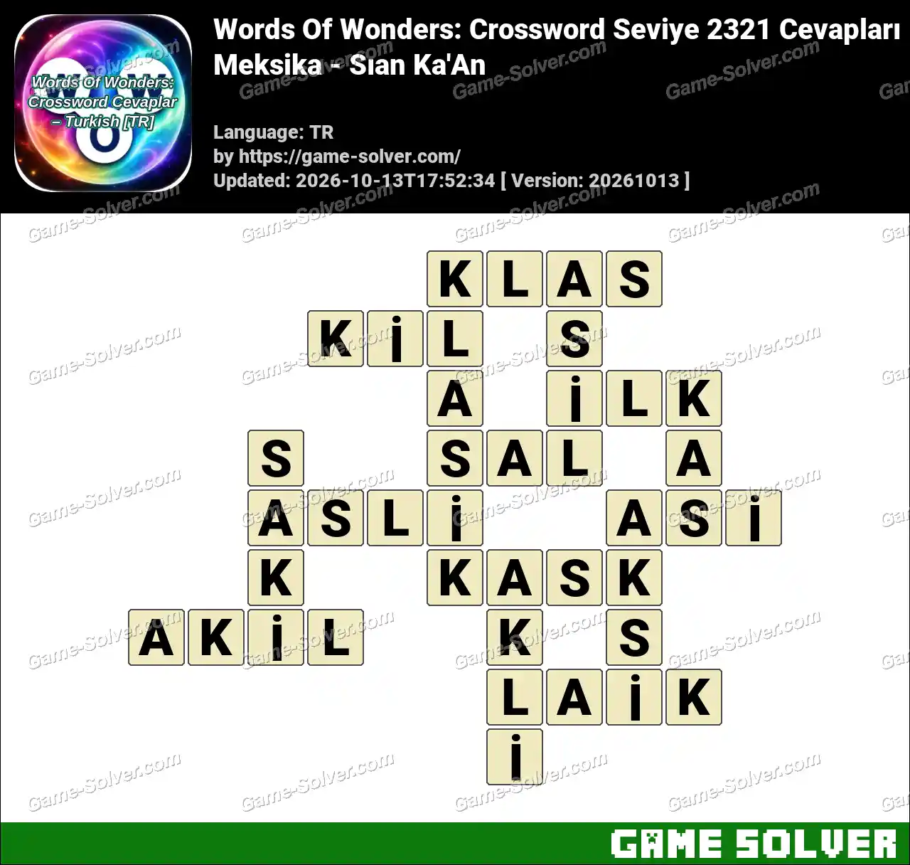 Words Of Wonders: Crossword Seviye 2321 Cevapları – Meksika – Sıan Ka’An